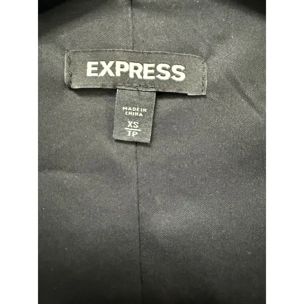 Express XS Black Silver Sequin Bodycon Dress Long Sleeve Deep V Party Mini - Picture 5 of 5